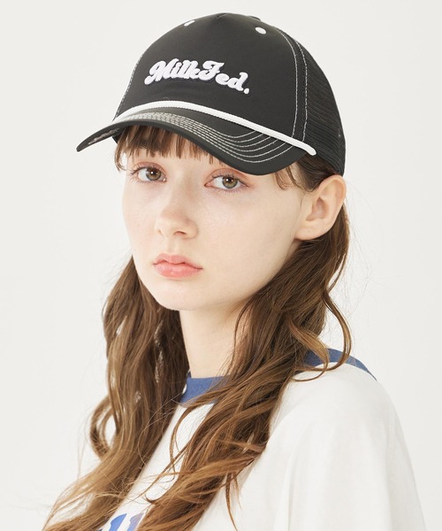 MILKFED.（ミルクフェド）の「CURSIVE LOGO MESH CAP（キャップ・レディース・ブラック/ライトピンク/ブルー・ONE SIZE）」の5枚目の写真