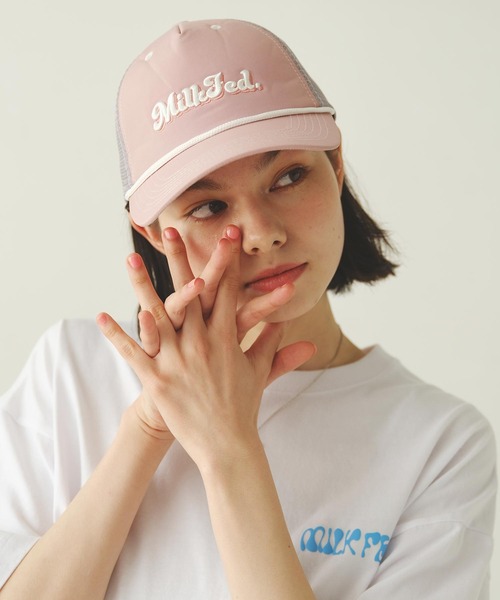 MILKFED.（ミルクフェド）の「CURSIVE LOGO MESH CAP（キャップ・レディース・ブラック/ライトピンク/ブルー・ONE SIZE）」の9枚目の写真