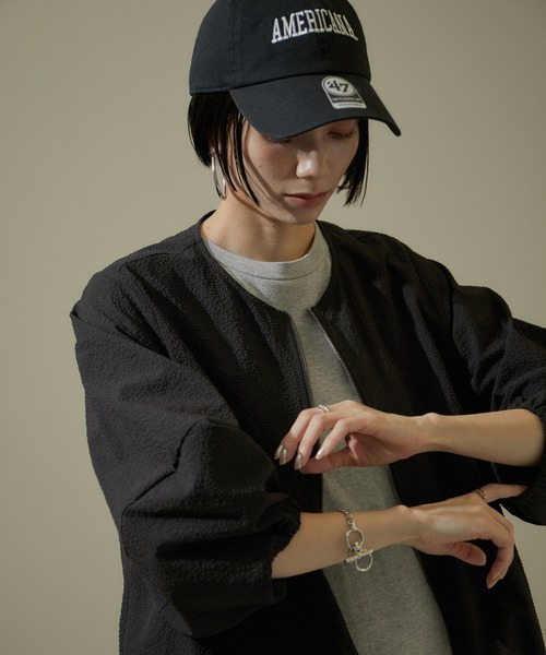 SALON adam et rope'(サロン アダム エ ロペ)の「【WEB限定】フォルムスリーブシアーブルゾン/24SS【洗える】(ブルゾン・レディース・オフホワイト/ブラック・FREE)」の14枚目の写真