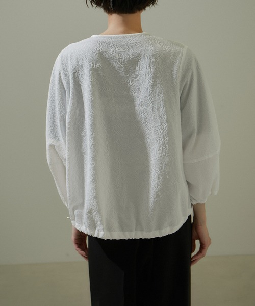 SALON adam et rope'(サロン アダム エ ロペ)の「【WEB限定】フォルムスリーブシアーブルゾン/24SS【洗える】(ブルゾン・レディース・オフホワイト/ブラック・FREE)」の10枚目の写真