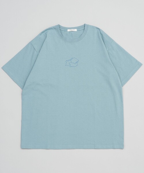 FREAK'S STORE(フリークスストア)の「LAZY PIZZA DELIVERY/レイジーピザデリバリー 別注 SLEEPY DINO TEE/別注 スリーピーディノTシャツ(Tシャツ/カットソー・レディース・ブルー/オフホワイト・ONE SIZE)」の3枚目の写真