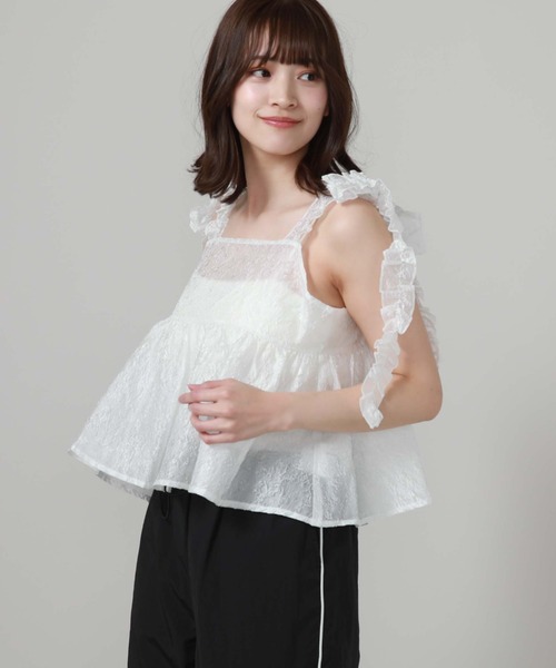 archives（アルシーヴ）の「ギャザーリボンキャミビスチェ（キャミソール・レディース・アイボリー/ブラック/ブルー・MEDIUM）」の4枚目の写真