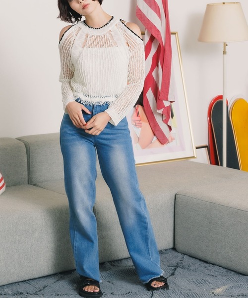 Chick(チック)の「韓国風オープンショルダーニット(Tシャツ/カットソー・レディース・ホワイト・FREE)」の11枚目の写真