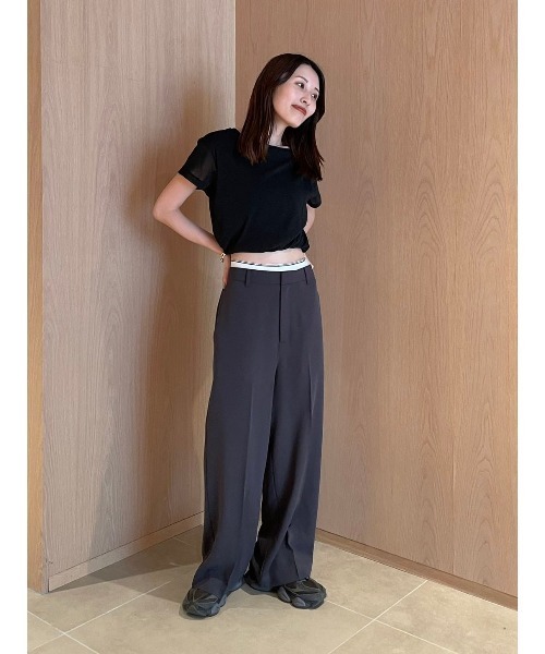 新品【MIESROHE ミースロエ】ワイド　ハーフ パンツ　ガウチョ　タック　黒 タックワイドパンツ フレアパンツ ワイドパンツ レディース