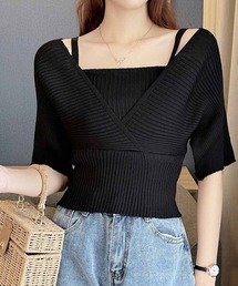 レイヤードカシュクールトップス