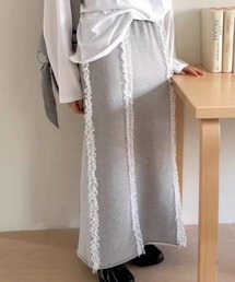 フリルテープ付ロングスカート