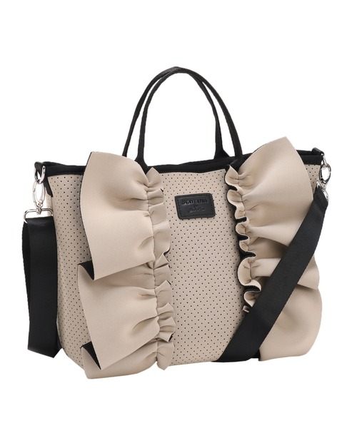 Jewelna Rose（ジュエルナローズ）の「フリルトートバッグ 16205（ハンドバッグ・レディース・ベージュ系その他/カーキ/グレイッシュベージュ・FREE）」の8枚目の写真