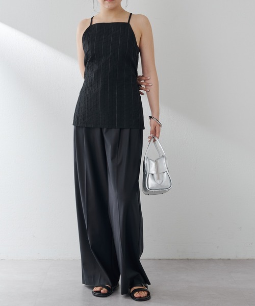 Drawing Numbers(ドローイング ナンバーズ)の「【Drawing Numbers】センタープレスワイドパンツ(スラックス・レディース・ネイビー/チャコールグレー・34/36/38)」の4枚目の写真