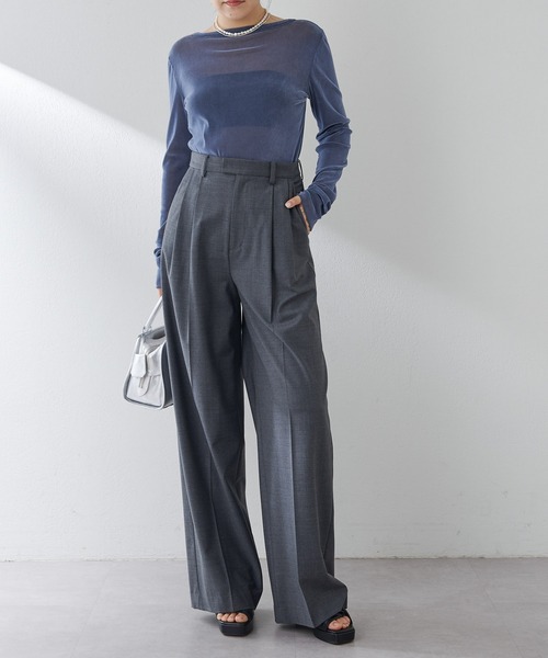 Drawing Numbers(ドローイング ナンバーズ)の「【Drawing Numbers】センタープレスワイドパンツ(スラックス・レディース・ネイビー/チャコールグレー・34/36/38)」の12枚目の写真