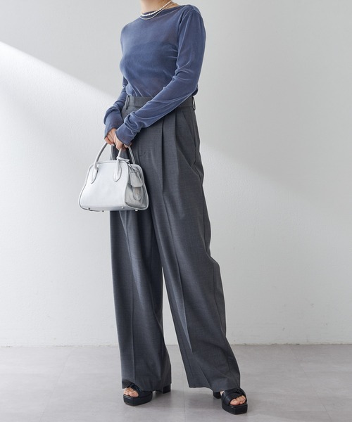 Drawing Numbers(ドローイング ナンバーズ)の「【Drawing Numbers】センタープレスワイドパンツ(スラックス・レディース・ネイビー/チャコールグレー・34/36/38)」の13枚目の写真