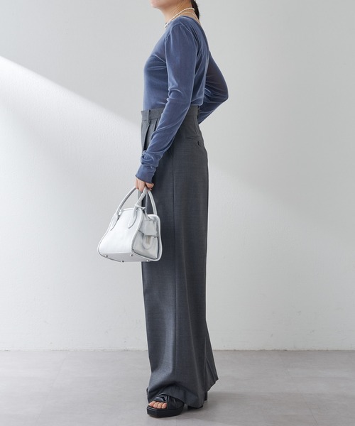 Drawing Numbers(ドローイング ナンバーズ)の「【Drawing Numbers】センタープレスワイドパンツ(スラックス・レディース・ネイビー/チャコールグレー・34/36/38)」の14枚目の写真