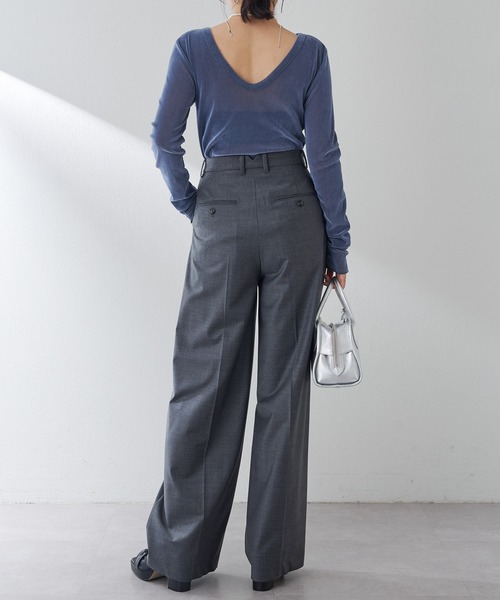 Drawing Numbers(ドローイング ナンバーズ)の「【Drawing Numbers】センタープレスワイドパンツ(スラックス・レディース・ネイビー/チャコールグレー・34/36/38)」の15枚目の写真