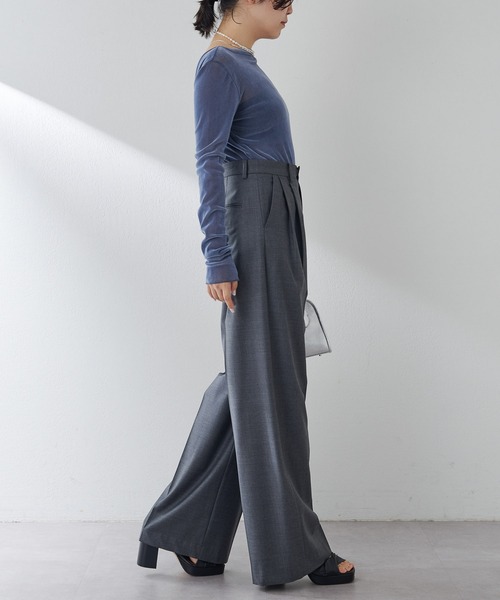 Drawing Numbers(ドローイング ナンバーズ)の「【Drawing Numbers】センタープレスワイドパンツ(スラックス・レディース・ネイビー/チャコールグレー・34/36/38)」の17枚目の写真