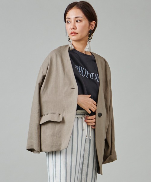 marmors(マルモア)の「【marmors】no-collar rough jaket(その他アウター・レディース・アイボリー/グレイッシュベージュ/ブラック・36)」の3枚目の写真