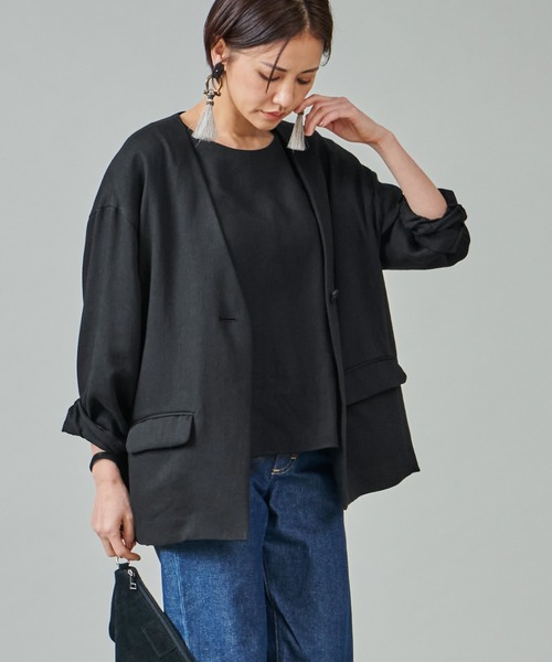 marmors(マルモア)の「【marmors】no-collar rough jaket(その他アウター・レディース・アイボリー/グレイッシュベージュ/ブラック・36)」の2枚目の写真