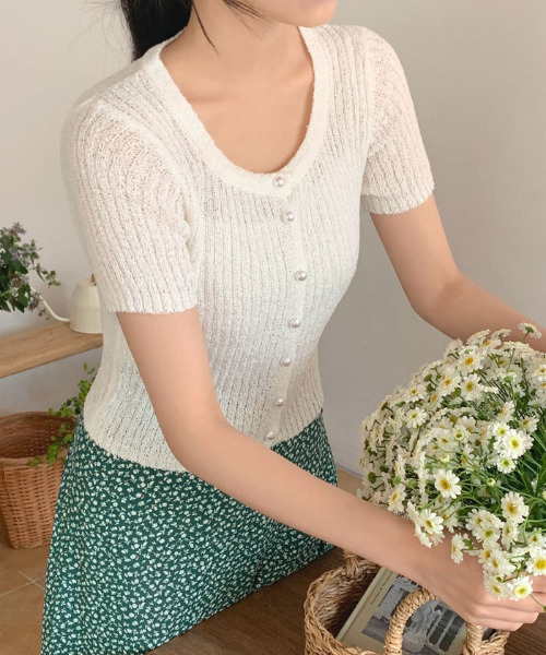 VIVID LADY（ビビッドレディー）の「半袖ニットカーディガン（カーディガン/ボレロ・レディース・アイボリー/ブラック/ミント/ベージュ/ピンク・FREE）」の15枚目の写真