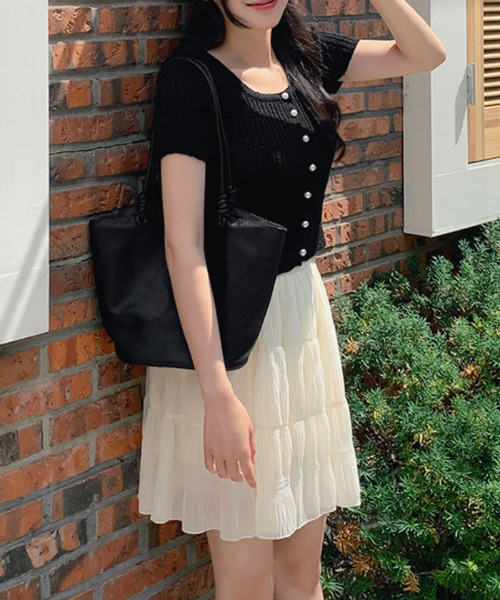 VIVID LADY（ビビッドレディー）の「半袖ニットカーディガン（カーディガン/ボレロ・レディース・アイボリー/ブラック/ミント/ベージュ/ピンク・FREE）」の17枚目の写真