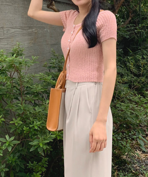 VIVID LADY（ビビッドレディー）の「半袖ニットカーディガン（カーディガン/ボレロ・レディース・アイボリー/ブラック/ミント/ベージュ/ピンク・FREE）」の20枚目の写真