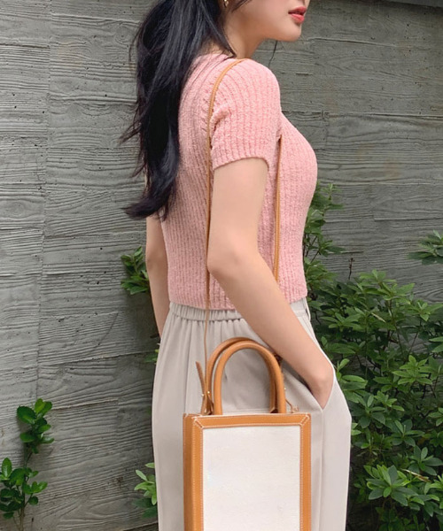 VIVID LADY（ビビッドレディー）の「半袖ニットカーディガン（カーディガン/ボレロ・レディース・アイボリー/ブラック/ミント/ベージュ/ピンク・FREE）」の9枚目の写真