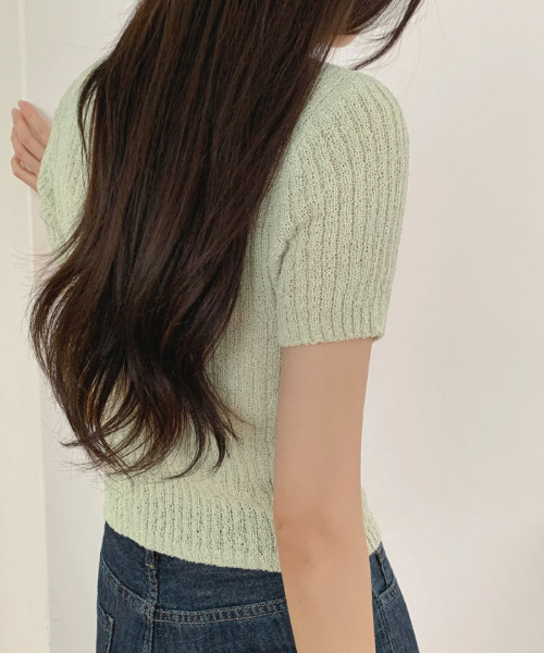 VIVID LADY（ビビッドレディー）の「半袖ニットカーディガン（カーディガン/ボレロ・レディース・アイボリー/ブラック/ミント/ベージュ/ピンク・FREE）」の13枚目の写真