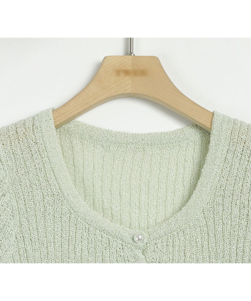 VIVID LADY（ビビッドレディー）の「半袖ニットカーディガン（カーディガン/ボレロ・レディース・アイボリー/ブラック/ミント/ベージュ/ピンク・FREE）」の14枚目の写真