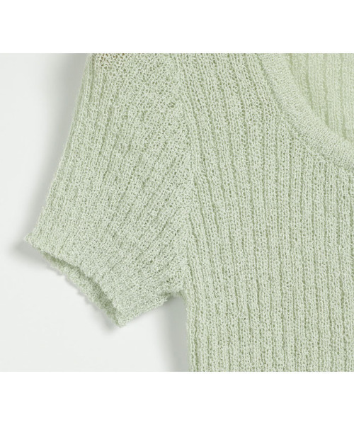 VIVID LADY（ビビッドレディー）の「半袖ニットカーディガン（カーディガン/ボレロ・レディース・アイボリー/ブラック/ミント/ベージュ/ピンク・FREE）」の6枚目の写真