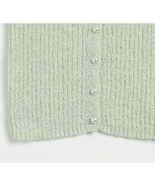 VIVID LADY（ビビッドレディー）の「半袖ニットカーディガン（カーディガン/ボレロ・レディース・アイボリー/ブラック/ミント/ベージュ/ピンク・FREE）」の7枚目の写真