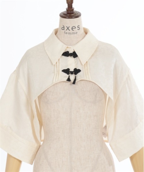 axes femme（アクシーズファム）の「チャイナ釦ショートボレロブラウス（シャツ/ブラウス・レディース・キナリ/ブルー/グリーン/ブラック・FREE）」の11枚目の写真