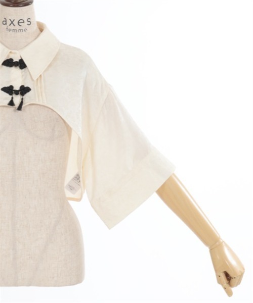 axes femme（アクシーズファム）の「チャイナ釦ショートボレロブラウス（シャツ/ブラウス・レディース・キナリ/ブルー/グリーン/ブラック・FREE）」の13枚目の写真