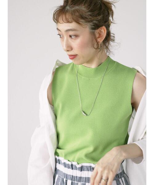 Lugnoncure（ルノンキュール）の「【接触冷感】ノースリーブトップス（ニット/セーター・レディース・グリーン/オフホワイト/ブラック・F）」の9枚目の写真