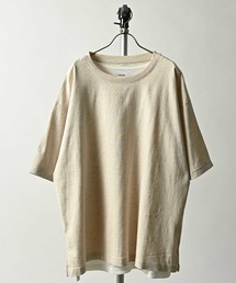 ATELANE/麻レーヨンストレッチ無地 半袖アンサンブル