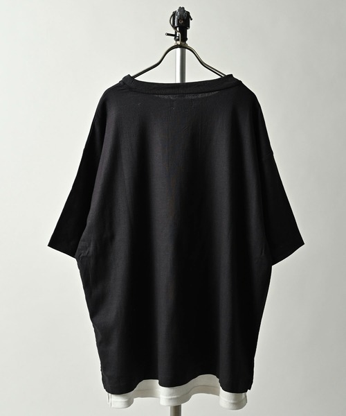 ATELANE(アテレーン)の「ATELANE/麻レーヨンストレッチ無地 半袖アンサンブル(Tシャツ/カットソー・メンズ・チャコールグレー/カーキ/キナリ・MEDIUM/LARGE/X-LARGE)」の5枚目の写真