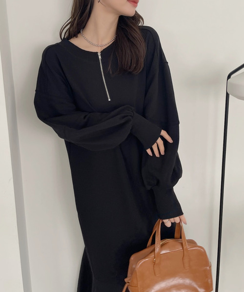 Eclat one(エクラワン)の「【Eclat one】 2WAY ボートネック 裏毛 マーメイド ワンピース(ワンピース・レディース・グリーン/ブラウン/グレー/ブラック・FREE)」の8枚目の写真