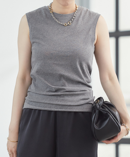 plage(プラージュ)の「Cotton Sheer Twist タンク(タンクトップ・レディース・ホワイト/チャコールグレー/ブラウン/オレンジ・FREE)」の3枚目の写真