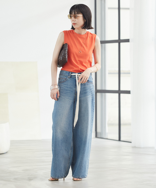 plage(プラージュ)の「Cotton Sheer Twist タンク(タンクトップ・レディース・ホワイト/チャコールグレー/ブラウン/オレンジ・FREE)」の8枚目の写真