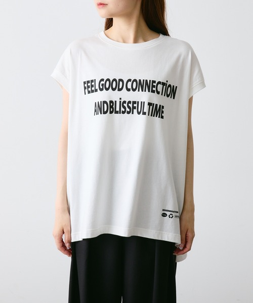 FEEL GOOD CONNECTION AND BLISSFUL TIME(フィールグッドコネクションアンドブリスフルタイム)の「【F&B】オーガンニックコットンフレンチスリーブT(Tシャツ/カットソー・レディース・オフホワイト/チャコールグレー・FREE)」の13枚目の写真