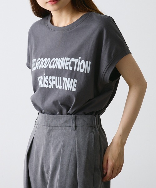 FEEL GOOD CONNECTION AND BLISSFUL TIME(フィールグッドコネクションアンドブリスフルタイム)の「【F&B】オーガンニックコットンフレンチスリーブT(Tシャツ/カットソー・レディース・オフホワイト/チャコールグレー・FREE)」の9枚目の写真