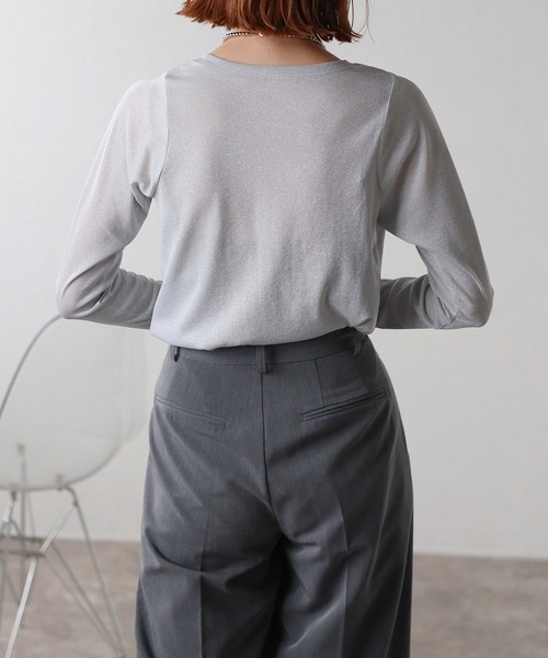meilmada(メイルマダ)の「クルーネックラメカットソー(Tシャツ/カットソー・レディース・グレー/ブラック・FREE)」の9枚目の写真