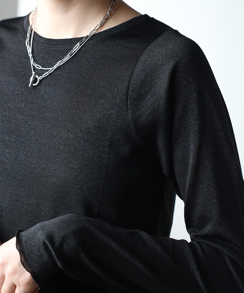 meilmada(メイルマダ)の「クルーネックラメカットソー(Tシャツ/カットソー・レディース・グレー/ブラック・FREE)」の3枚目の写真
