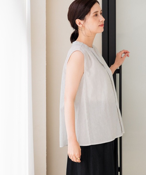 セール】シングルガーゼ襟フリルノースリーブブラウス（シャツ