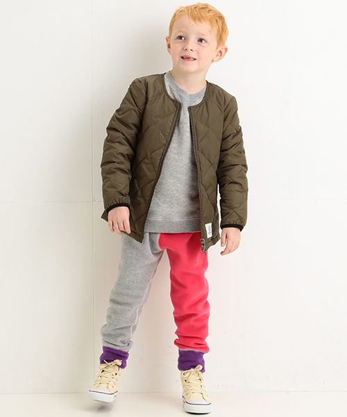 こども ビームス（コドモビームス）の「Smoothy / ノーカラー キルトジャケット (90～130cm)（ブルゾン・キッズ・ブラック/オリーブ/ネイビー・S(90cm～）/L(130cm～)/M(110cm～)）」の18枚目の写真