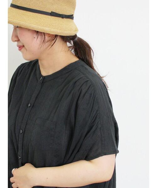 Samansa Mos2（サマンサ モスモス）の「インド楊柳花柄ジャカードチュニック（シャツ/ブラウス・レディース・ブラック/パープル/キナリ/グリーン・F）」の5枚目の写真