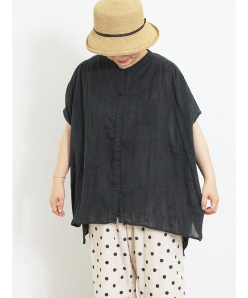 Samansa Mos2（サマンサ モスモス）の「インド楊柳花柄ジャカードチュニック（シャツ/ブラウス・レディース・ブラック/パープル/キナリ/グリーン・F）」の11枚目の写真