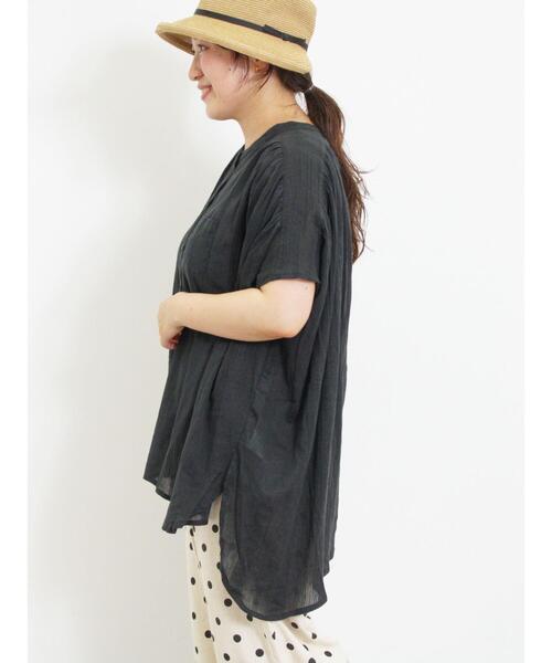 Samansa Mos2（サマンサ モスモス）の「インド楊柳花柄ジャカードチュニック（シャツ/ブラウス・レディース・ブラック/パープル/キナリ/グリーン・F）」の10枚目の写真