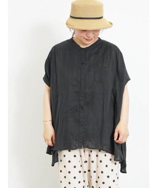 Samansa Mos2（サマンサ モスモス）の「インド楊柳花柄ジャカードチュニック（シャツ/ブラウス・レディース・ブラック/パープル/キナリ/グリーン・F）」の9枚目の写真