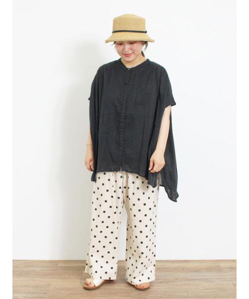 Samansa Mos2（サマンサ モスモス）の「インド楊柳花柄ジャカードチュニック（シャツ/ブラウス・レディース・ブラック/パープル/キナリ/グリーン・F）」の8枚目の写真