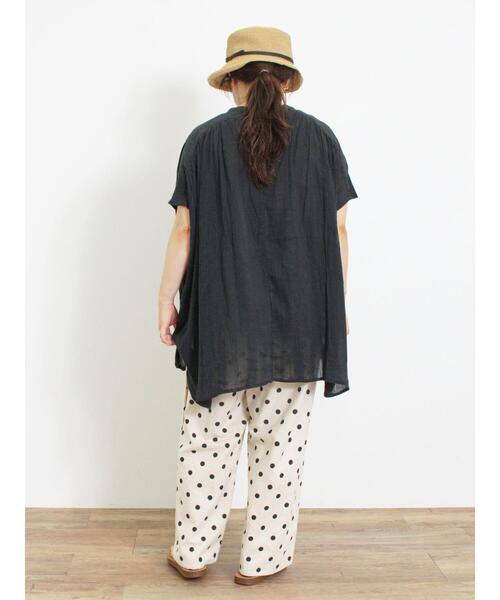 Samansa Mos2（サマンサ モスモス）の「インド楊柳花柄ジャカードチュニック（シャツ/ブラウス・レディース・ブラック/パープル/キナリ/グリーン・F）」の7枚目の写真