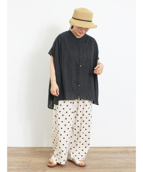 Samansa Mos2（サマンサ モスモス）の「インド楊柳花柄ジャカードチュニック（シャツ/ブラウス・レディース・ブラック/パープル/キナリ/グリーン・F）」の6枚目の写真