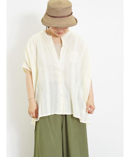 Samansa Mos2（サマンサ モスモス）の「インド楊柳花柄ジャカードチュニック（シャツ/ブラウス・レディース・ブラック/パープル/キナリ/グリーン・F）」の13枚目の写真