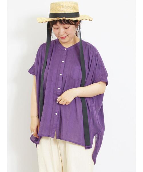 Samansa Mos2（サマンサ モスモス）の「インド楊柳花柄ジャカードチュニック（シャツ/ブラウス・レディース・ブラック/パープル/キナリ/グリーン・F）」の17枚目の写真